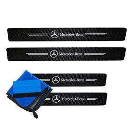 ODOKIT Seuil De Protection Fibre De Carbone Noir - Compatible avec Mercedes Classe A B C E GLA GLC - Accessoires 4 Pièces - Faci