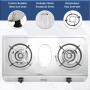 NJ-200SD Réchaud a Gaz Intérieur - 2 Feux Plaque de Cuisson Portable GPL 8.8kW