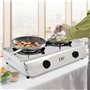 NJ Réchaud à Gaz Portable Double Cuisinière en Acier Inoxydable 60cm Surface de Cuisson Intérieure NJ-60SD