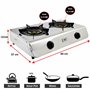 NJ Réchaud à Gaz Portable Double Cuisinière en Acier Inoxydable 60cm Surface de Cuisson Intérieure NJ-60SD