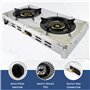 NJ Réchaud à Gaz Portable Double Cuisinière en Acier Inoxydable 60cm Surface de Cuisson Intérieure NJ-60SD