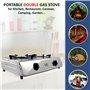 NJ Réchaud à Gaz Portable Double Cuisinière en Acier Inoxydable 60cm Surface de Cuisson Intérieure NJ-60SD