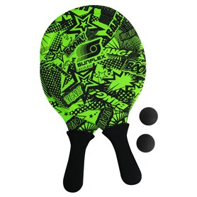 Sunflex® Jerseyprene Funky Boom Set de balles de plage avec deux raquettes et deux balles | Doux et léger | Extrêmement robuste