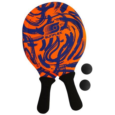 Sunflex® Jerseyprene Funky Scribble Set de balles de plage avec deux raquettes et deux balles | Doux et léger | Extrêmement robu