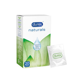 Durex Naturals Lot de 20 préservatifs en latex naturel avec revêtement en gel lubrifiant à base d'eau