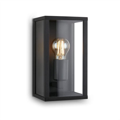 BRILONER Leuchten - Applique murale extérieure en verre IP44 E27 Noir 260 x 140 x 135 mm (L x l x H) 3638-015