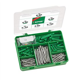 Boîte d'assortiment SPAX Set de vis et de chevilles 201 pièces en différentes dimensions