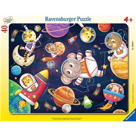 Ravensburger - Puzzle Enfants - Cadre 40 p - Les Animaux dans l'espace - pour Enfants Fille ou garçon dès 4 Ans - Puzzle de qual