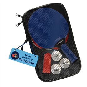 HUDORA Set de ping-pong Outdoor - Set de haute qualité avec 2 raquettes & 3 balles - Set de raquettes de ping-pong complet avec