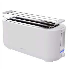 Clatronic® Grille-pain 4 tranches | avec fonction décongélation/réchauffage/arrêt rapide | avec support pour petits pains | blan