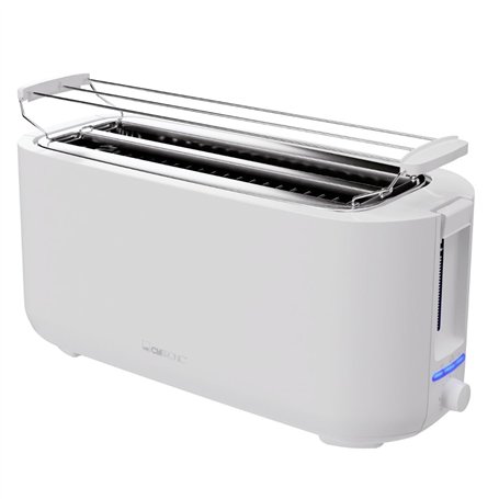 Clatronic® Grille-pain 4 tranches | avec fonction décongélation/réchauffage/arrêt rapide | avec support pour petits pains | blan