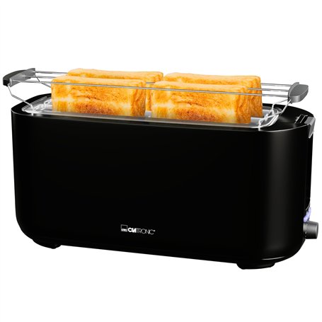 Clatronic Grille-Pain 2 Fentes Longues 1400W Noir TA3802 - Fonction Décongélation
