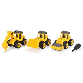 Dickie - Construction Builder - Véhicules de Chantier à Construire - 4 Modèles - 13cm - Tournevis Inclus - 203341032