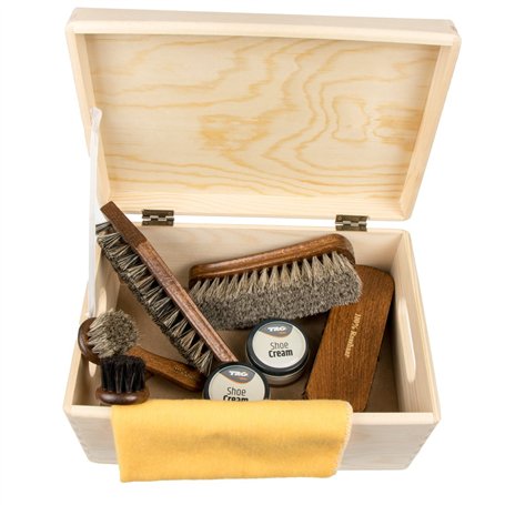 Langlauf Schuhbedarf set d'entretien des chaussures -Milano- Premium 100% Crin de cheval Brosses et TRG chaussure Crème Professi