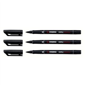 STABILO Lot de 3 Stylo-feutres ohp pen permanent pointe moyenne 1mm encre indélébile noir