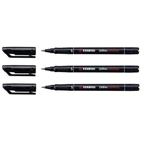 STABILO Lot de 3 Feutres pour Transparent OHPen Permanent Pointe superfine Noir