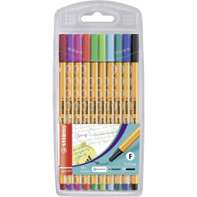 Stylo feutre - STABILO point 88 - Pochette x 10 stylos pointe fine - Coloris assortis