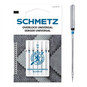 SCHMETZ | 5 Aiguilles pour machines à coudre | Overlock Universal | ELX705 CF/SY 2022 | Grosseur 90/14 | Attention: vérifiez le