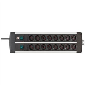 Brennenstuhl 1391000916 - Base múltiple Premium-Alu-Line Technics Con 2 y 3 interruptores (16 Tomas) Multicolore