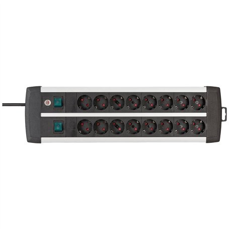 Brennenstuhl 1391000916 - Base múltiple Premium-Alu-Line Technics Con 2 y 3 interruptores (16 Tomas) Multicolore