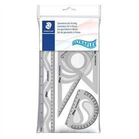 Staedtler 569 - Polybag 1 Set De Géométrie Flexible Et Incassable (Règle 30 Cm