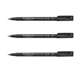 STAEDTLER Lot de 3 Marqueurs permanent "Lumocolor 318F" pointe fine noir