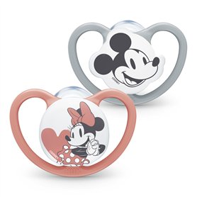 NUK Tétine Space | 6-18 mois | Sucettes avec aérations extra-larges | Silicone sans BPA | Disney Mickey et Minnie Mouse