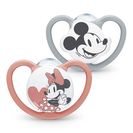 NUK Tétine Space | 6-18 mois | Sucettes avec aérations extra-larges | Silicone sans BPA | Disney Mickey et Minnie Mouse