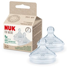 Tétines pour biberons NUK for Nature | Petite taille | 0-6 mois | Tétine anti-colique en silicone imitant le sein | Sans BPA | L