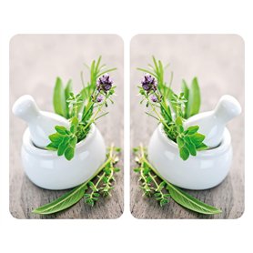 WENKO Plaque de Protection Cuisson en Verre trempé Herbes Lot de 2