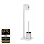WENKO Serviteur WC sur pied Aprilia, brosse WC et dérouleur papier toilette, base effet marbre, porte papier toilette sur pied e