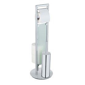 WENKO Serviteur WC Tout-en-Un Sulmona | Acier Inoxydable | Dérouleur Papier toiette
