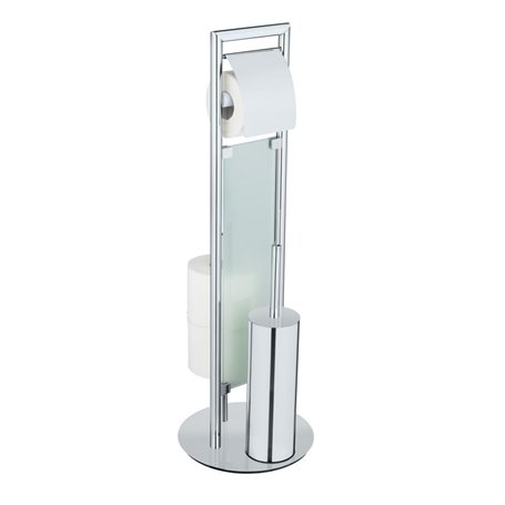 WENKO Serviteur WC Tout-en-Un Sulmona | Acier Inoxydable | Dérouleur Papier toiette