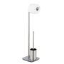 Ensemble pour Les WC iria avec Brosse + Dérouleur en Métal Mat - Argenté - H 72 Cm