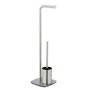 Ensemble pour Les WC iria avec Brosse + Dérouleur en Métal Mat - Argenté - H 72 Cm