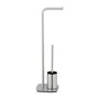 Ensemble pour Les WC iria avec Brosse + Dérouleur en Métal Mat - Argenté - H 72 Cm