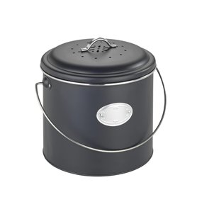 WENKO Poubelle de Compost Mod. Nero 6 L | Composteur de Cuisine avec Couvercle et filtres à Charbon | 3 filtres Inclus pour neut