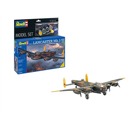 Revell 64300 Avro Lancaster Mk.I/III Kit de maquette en plastique non construit/non peint à l'échelle 1:72 avec accessoires