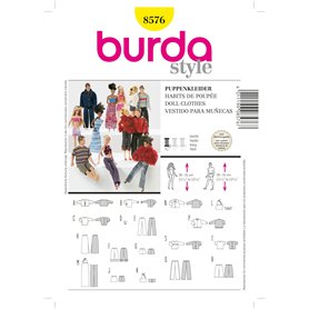 Burda B8576 Patron de Couture Habits de Poupée Assortis 19 x 13 cm