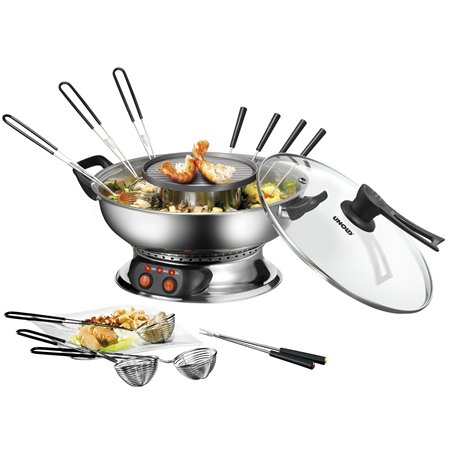 Fondue chinoise électrique tout inox avec grill - Unold 48746 - 1950 watts