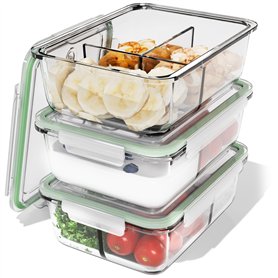 Classbach® Boîtes repas en verre à 3 compartiments
