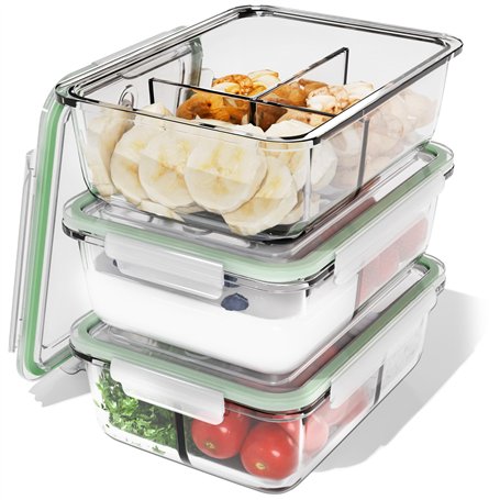 Classbach® Boîtes repas en verre à 3 compartiments