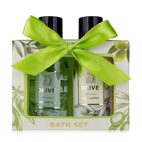 Accentra-Set de douche pour femmes Set cadeau OLIVE dans une belle boîte cadeau-Set de 2 pièces avec gel douche et lotion corpor