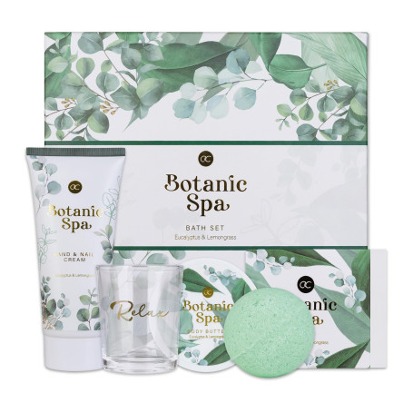 accentra Coffret cadeau 5 pièces BOTANIC SPA pour femmes - coffret de bain avec bougie parfumée