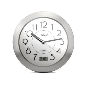 41964 Horloge de Salle de Bain à Quartz Affichage Numérique Cadre Aluminium Ventouses Cadran Blanc Modèle 41964 - Précis et Fonc