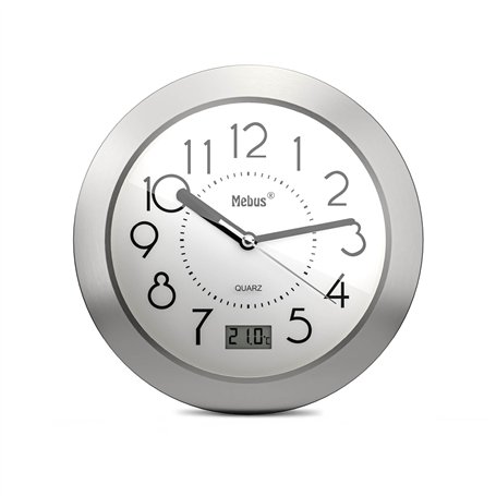 41964 Horloge de Salle de Bain à Quartz Affichage Numérique Cadre Aluminium Ventouses Cadran Blanc Modèle 41964 - Précis et Fonc