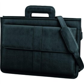 Alassio Réf 41024 Sacoche porte-documents zippée Plusieurs compartiments Bandoulière Imitation cuir Noir (Import Royaume Uni)