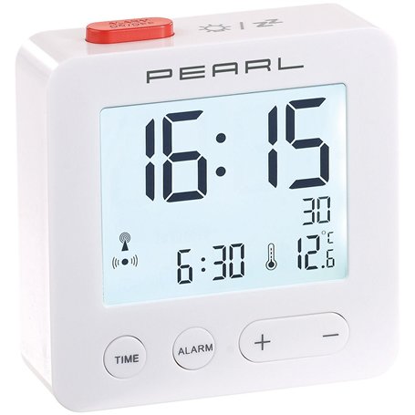 Pearl Réveil de Voyage Radio-piloté avec thermomètre
