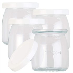 Rosenstein & Söhne 4 pots en verre avec couvercles pour yaourtière JM-300