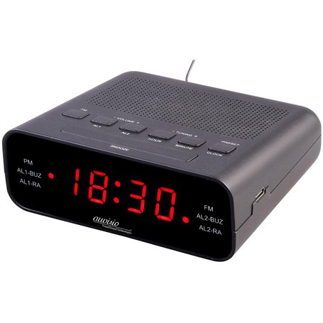 auvisio Radio-réveil : radio FM avec 2 alarmes et affichage LED